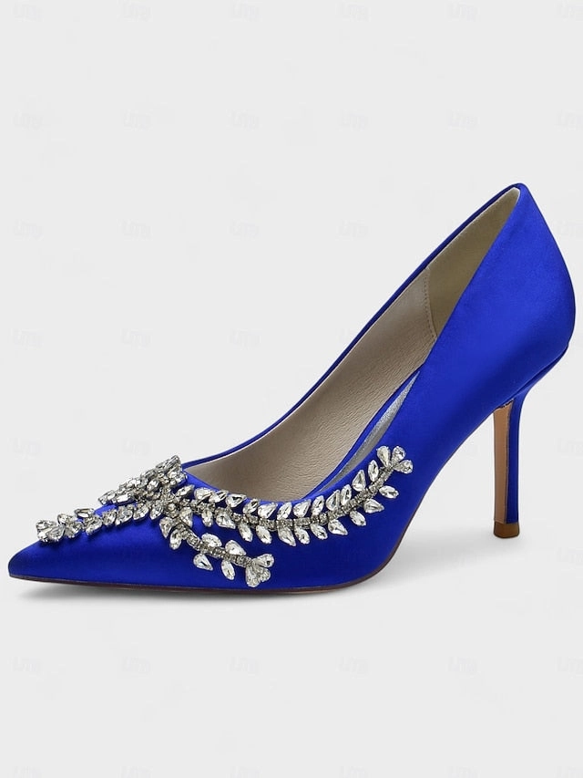 Women's Heels Rhinestone-Embellished Stiletto Satin 