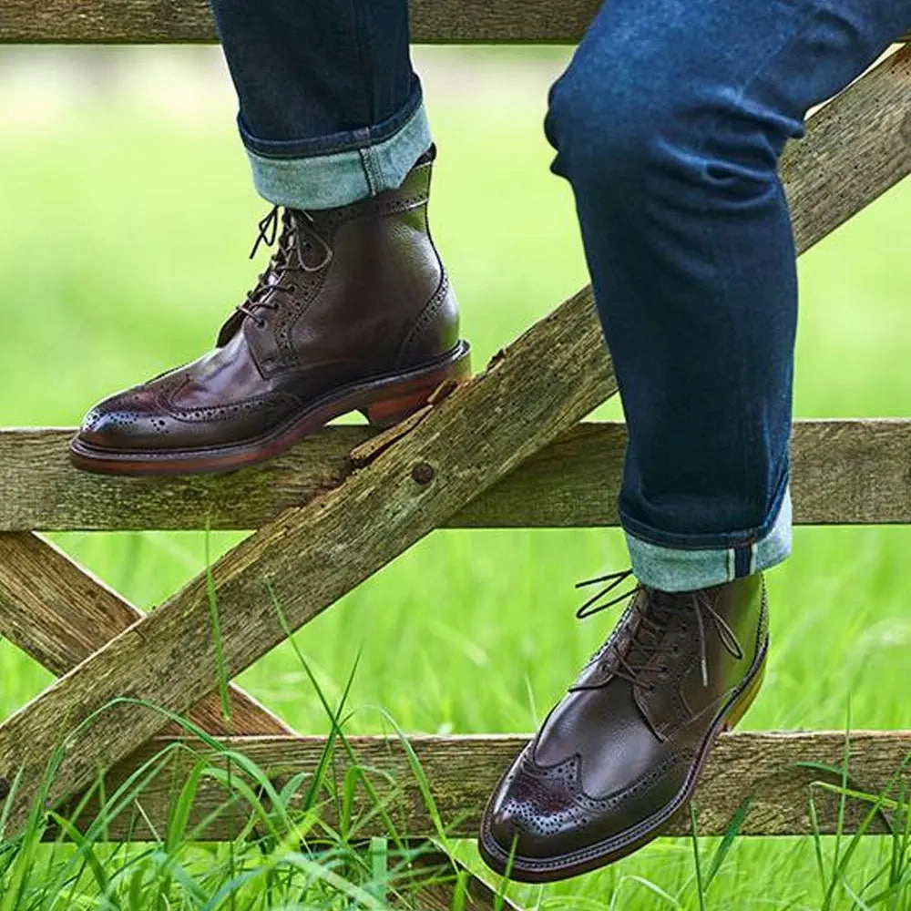 BARKER Calder Boots - Mens - Dark Brown Grain Riding Boots
