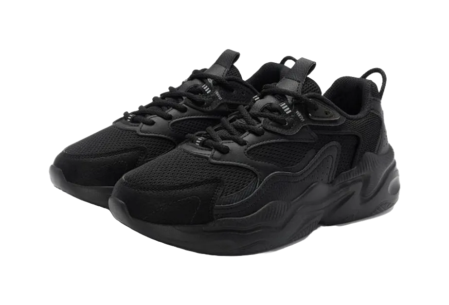 XTEP Sports Life Collection Slip Resistant And Breathable Low top Chunky Sneakers Women's Black Cortez Basic Leather Casual Shoes