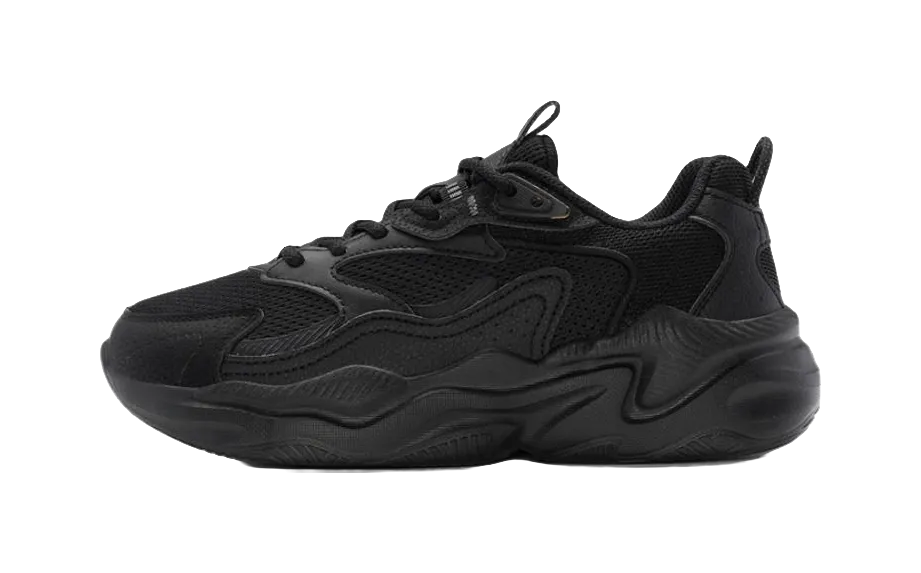 Extra Wide Shoes Casual XTEP Sports Life Collection Slip Resistant And Breathable Low top Chunky Sneakers Women's Black